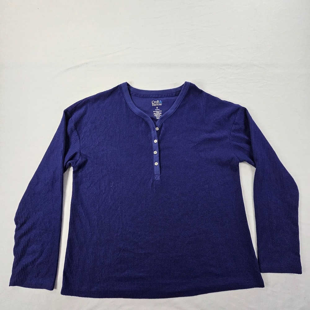 Croft & Barrow Sleepwear Blue Long Sleeve Thermal Sleepshirt Women's M